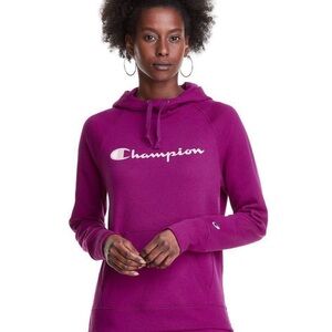 Champion Women's Magenta Pullover Hoodie with Logo